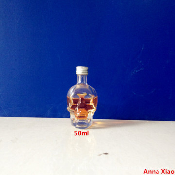 50ml Skull Shaped Glasshealth Wine Bottle with Screwed Cap